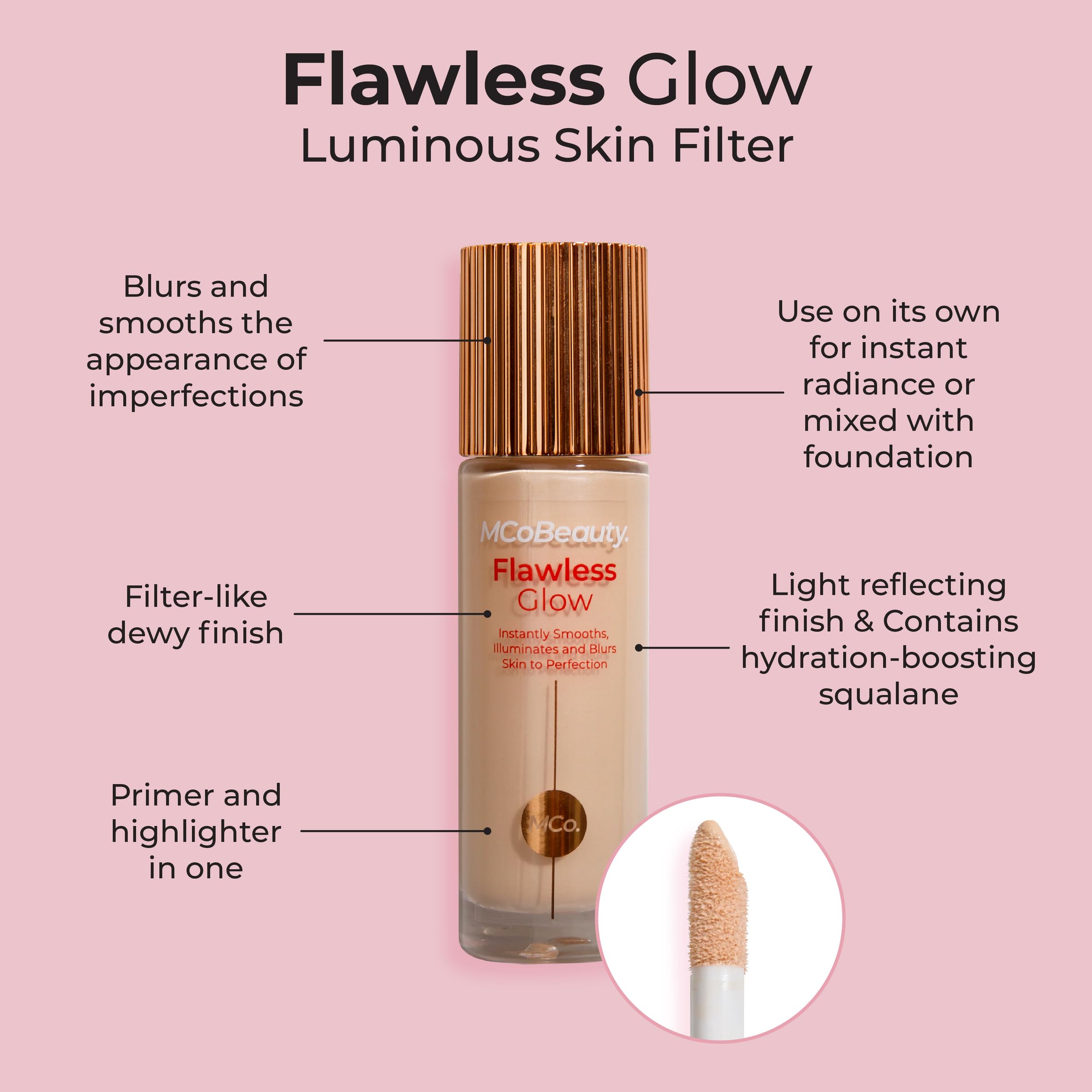 MCoBeauty Flawless Glow with squalane for soft skin