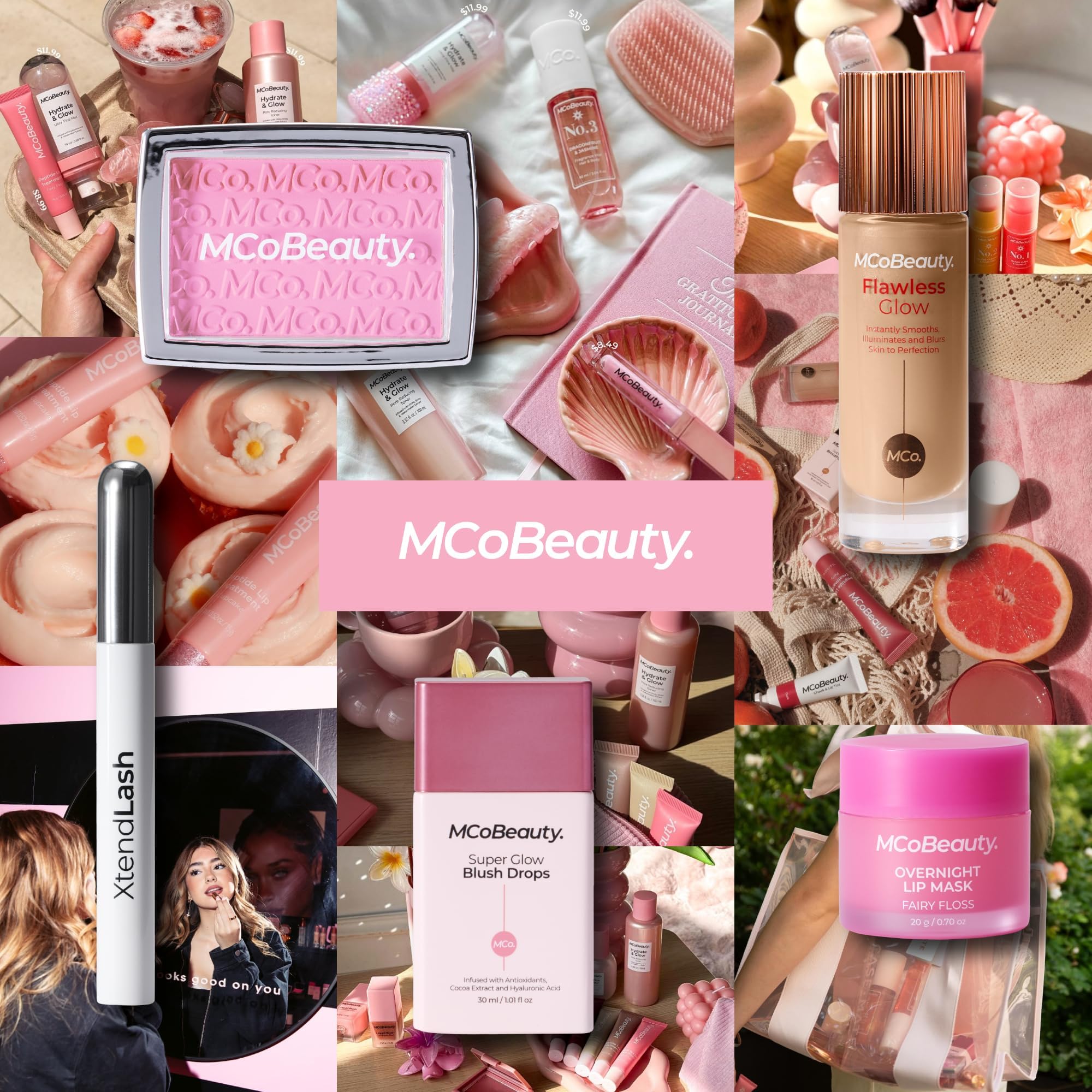MCoBeauty bottle on vanity lifestyle scene implying daily use benefit: convenient refresh