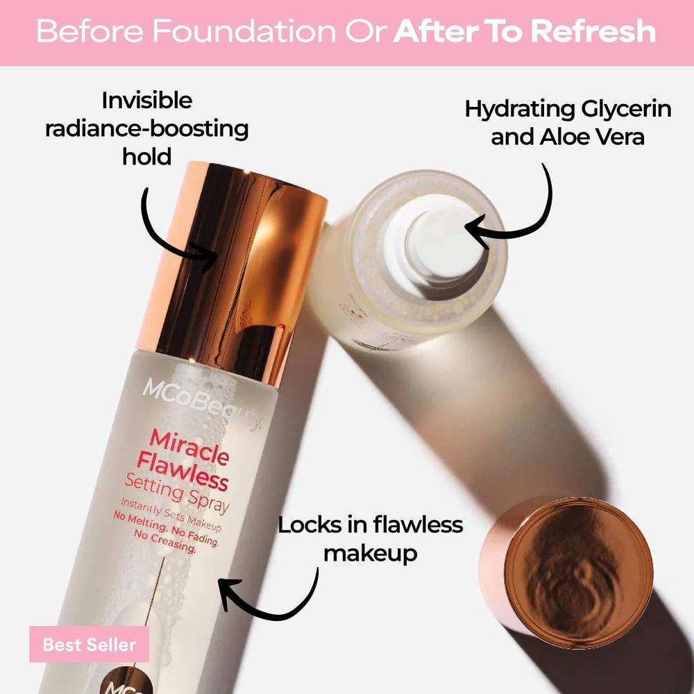 MCoBeauty droplet on finger highlighting lightweight texture benefit: hydrating feel