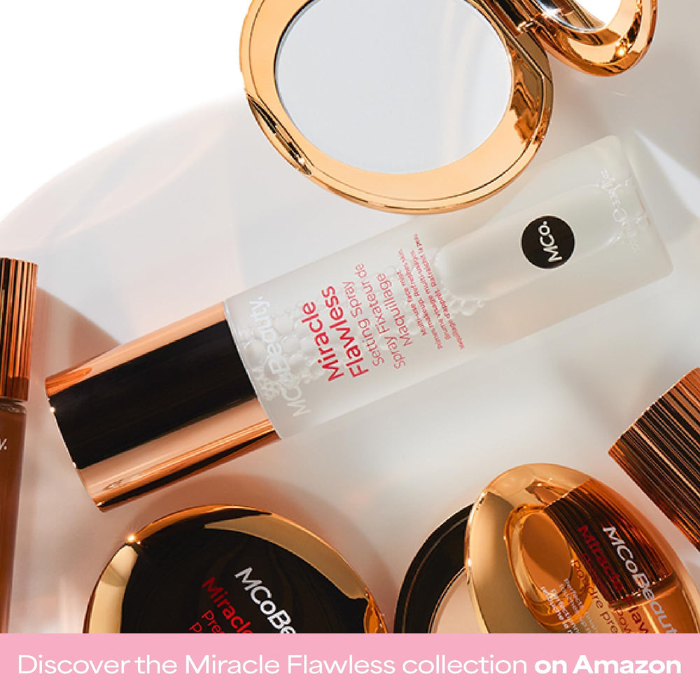 MCoBeauty travel size next to everyday items showing portable scale benefit: easy to carry