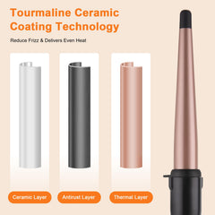MCODON wand wrapping hair from half-inch to one-inch for natural texture.