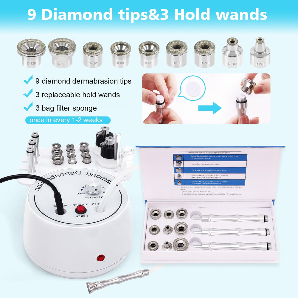 mcwdoit wand and diamond tips setup enables tailored exfoliation across facial zones.