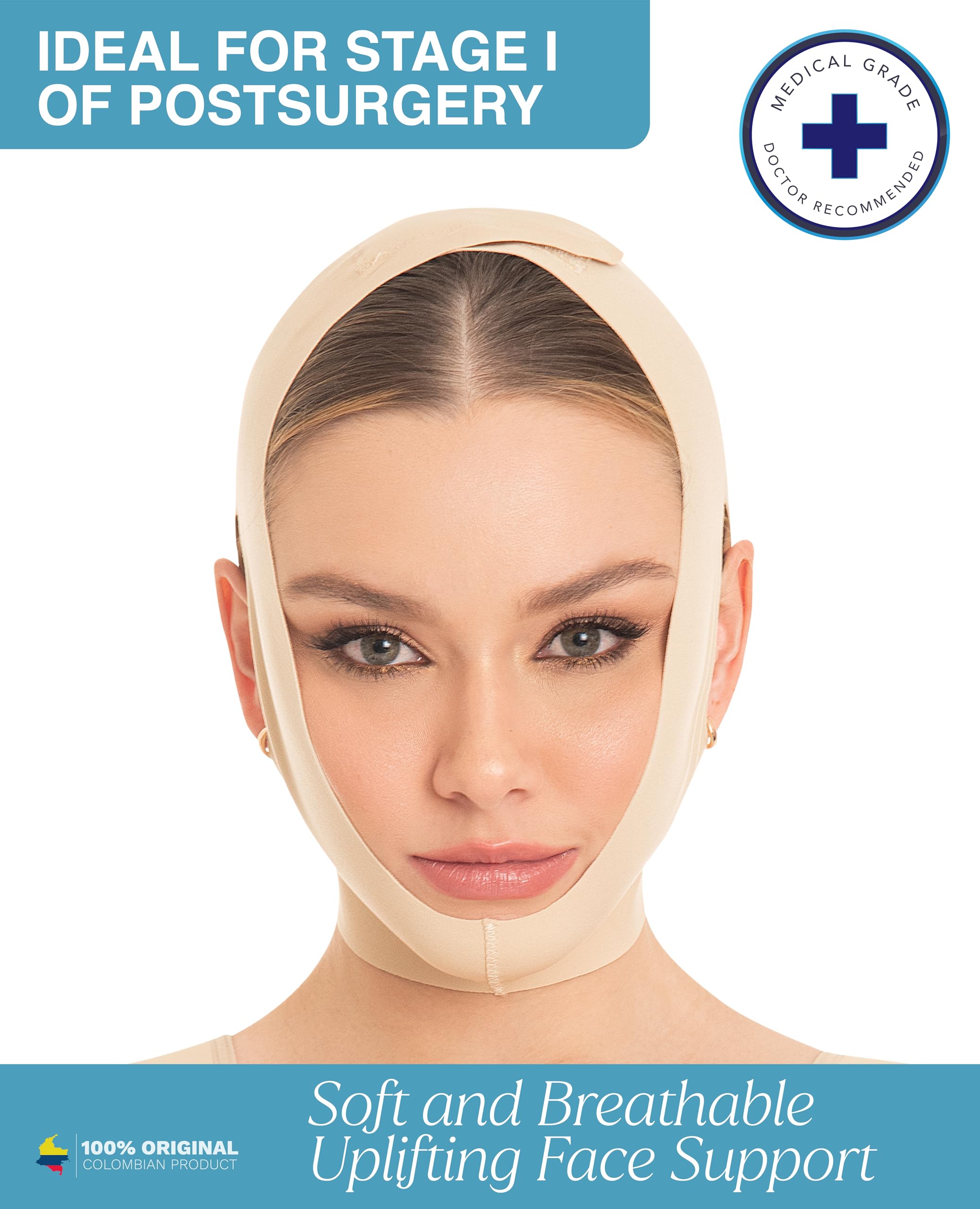 M&D chin strap worn on the face demonstrates night-time wear for gentle, calm recovery.