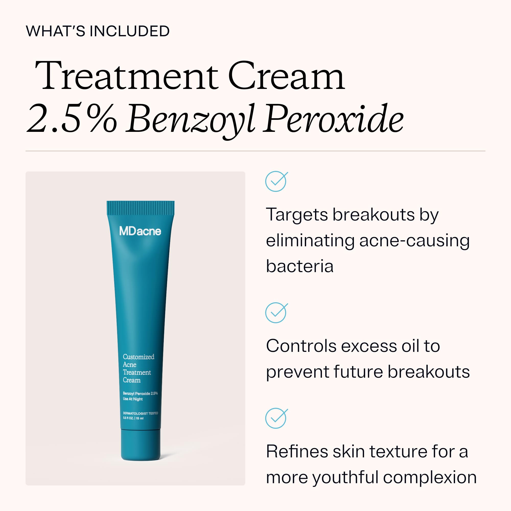 Close-up MDacne moisturizer texture showing lightweight, non-greasy hydration for daily use.