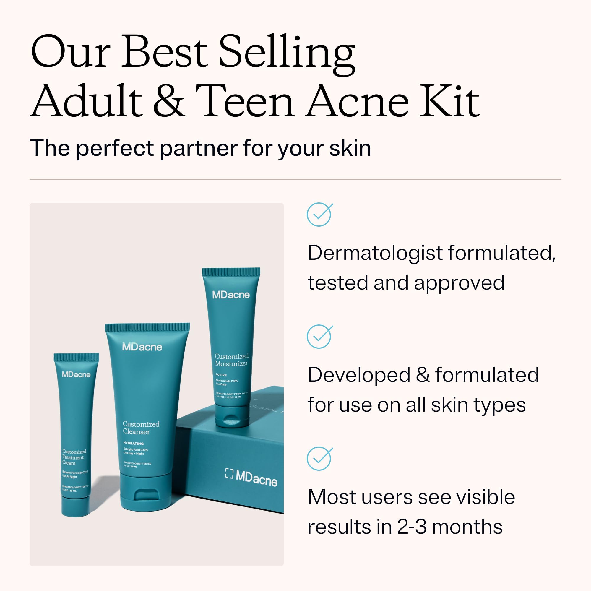 MDacne salicylic acid cleanser 0.5% foaming lather cleans pores without stripping moisture.