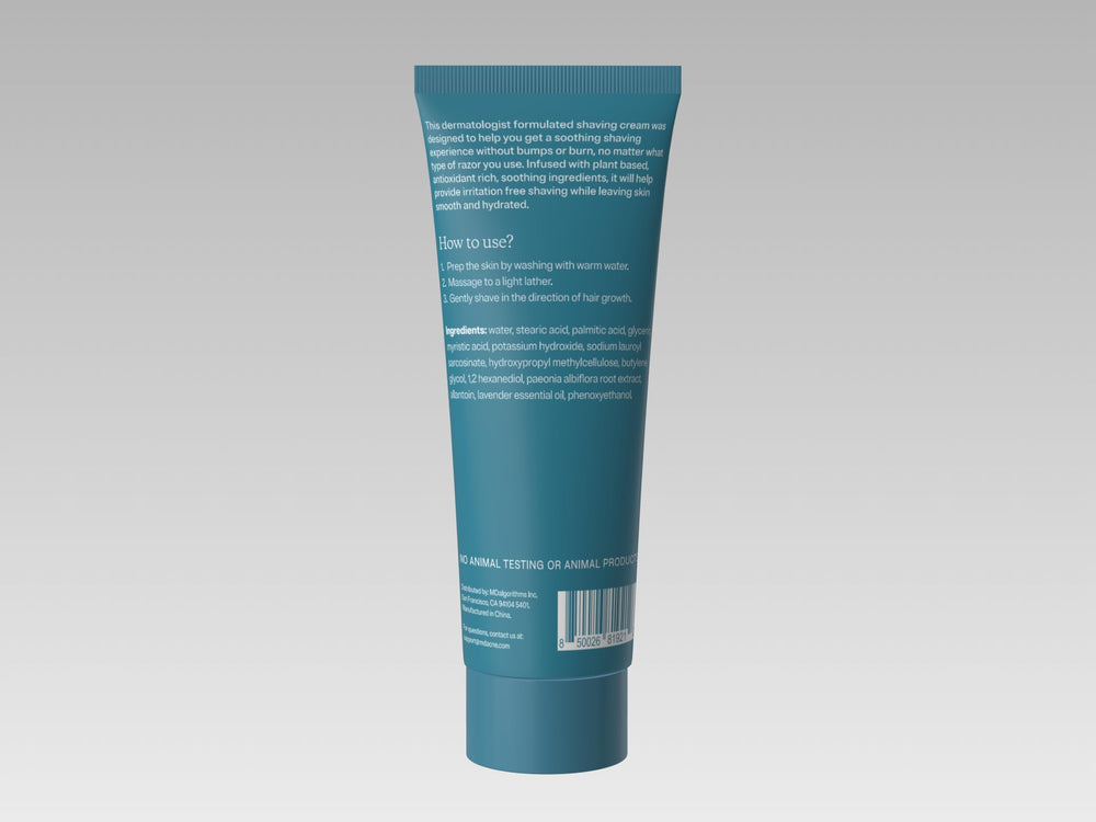 MDacne shaving cream travel-size compact for on-the-go use.