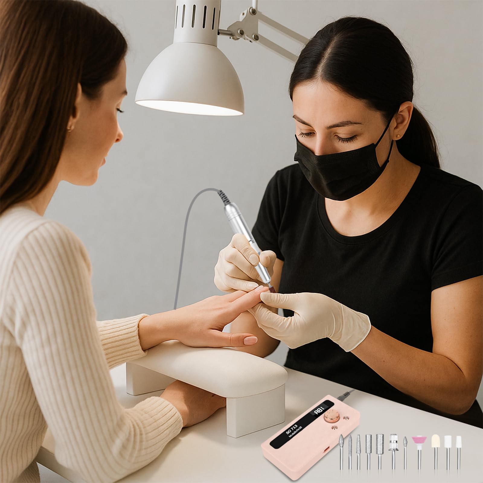MDK electric nail drill ergonomic grip offers comfortable, precise control