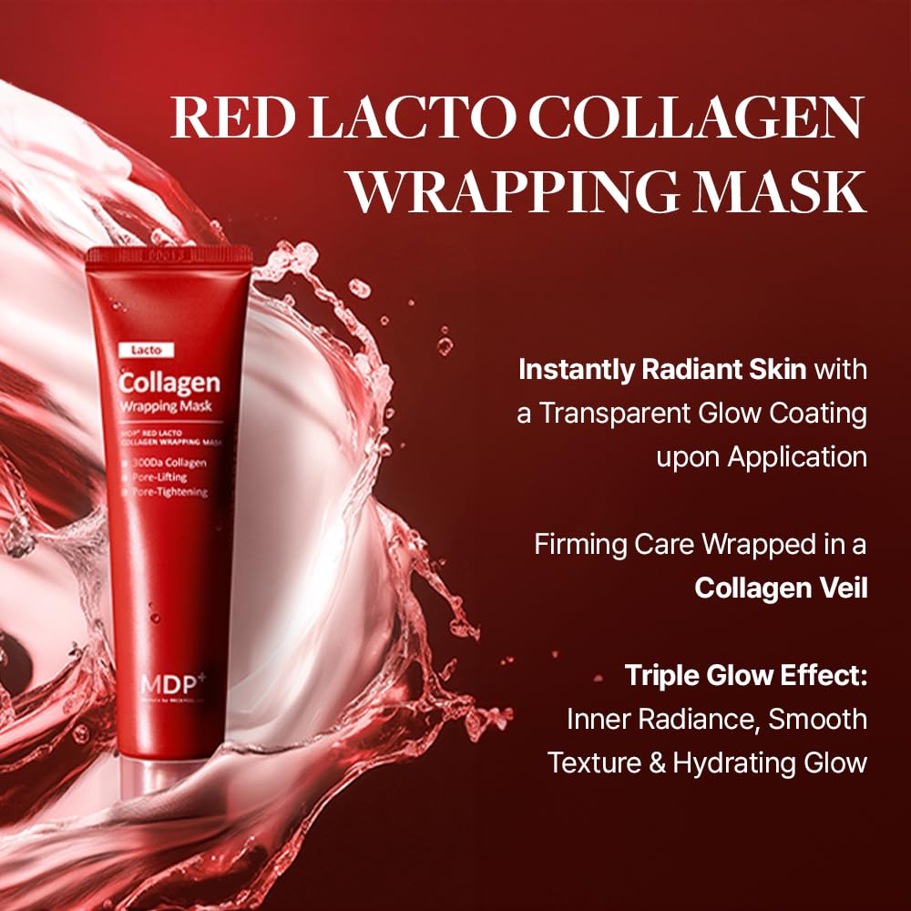 Applying MDP Red Lacto Collagen Mask for an effective skincare routine.