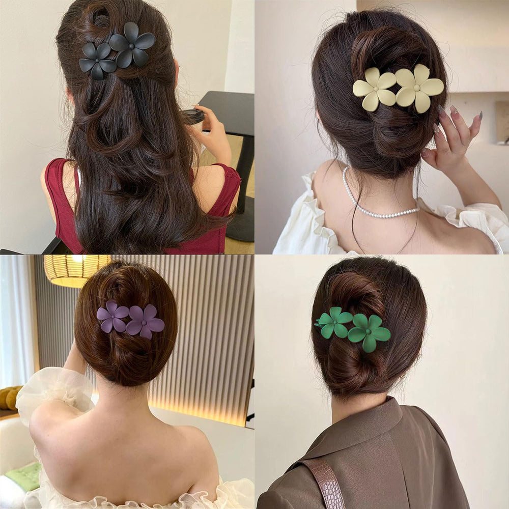 Mdscve flower flat hair clip 5pc pack emphasizes versatile color set for daily wear.