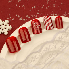 Mdscve short square nails glue-on closeup showing easy application