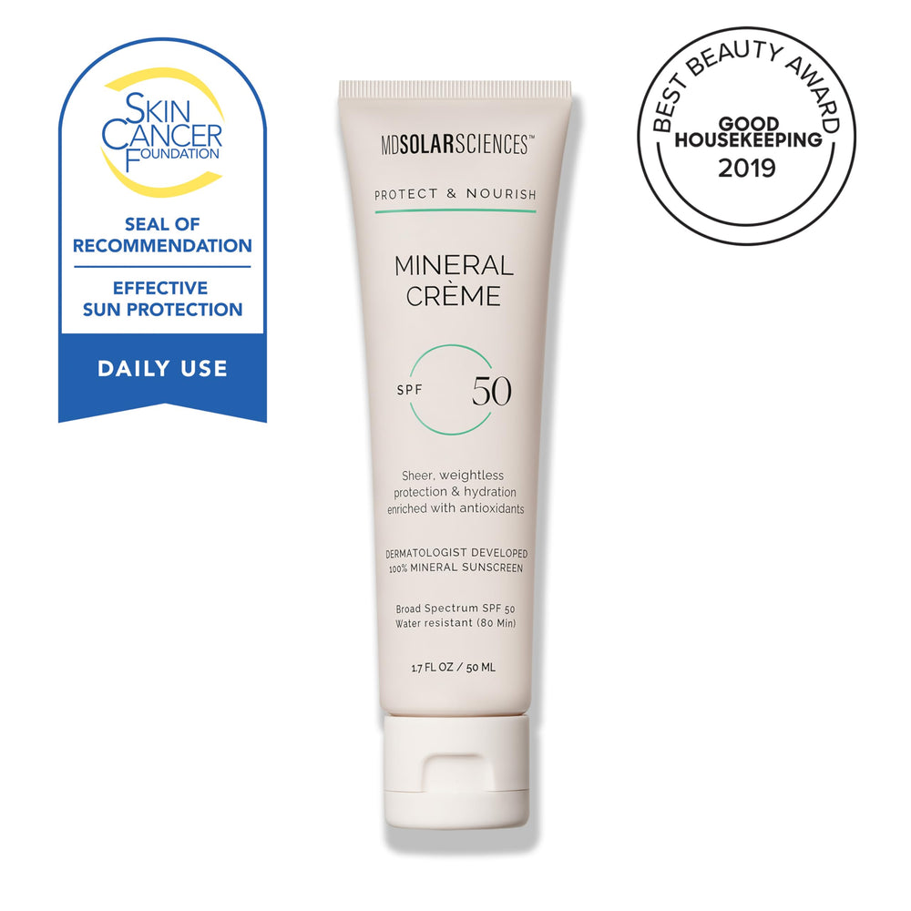 MDSolarSciences Mineral Creme Sunscreen SPF50 swatch shows a velvety matte finish.