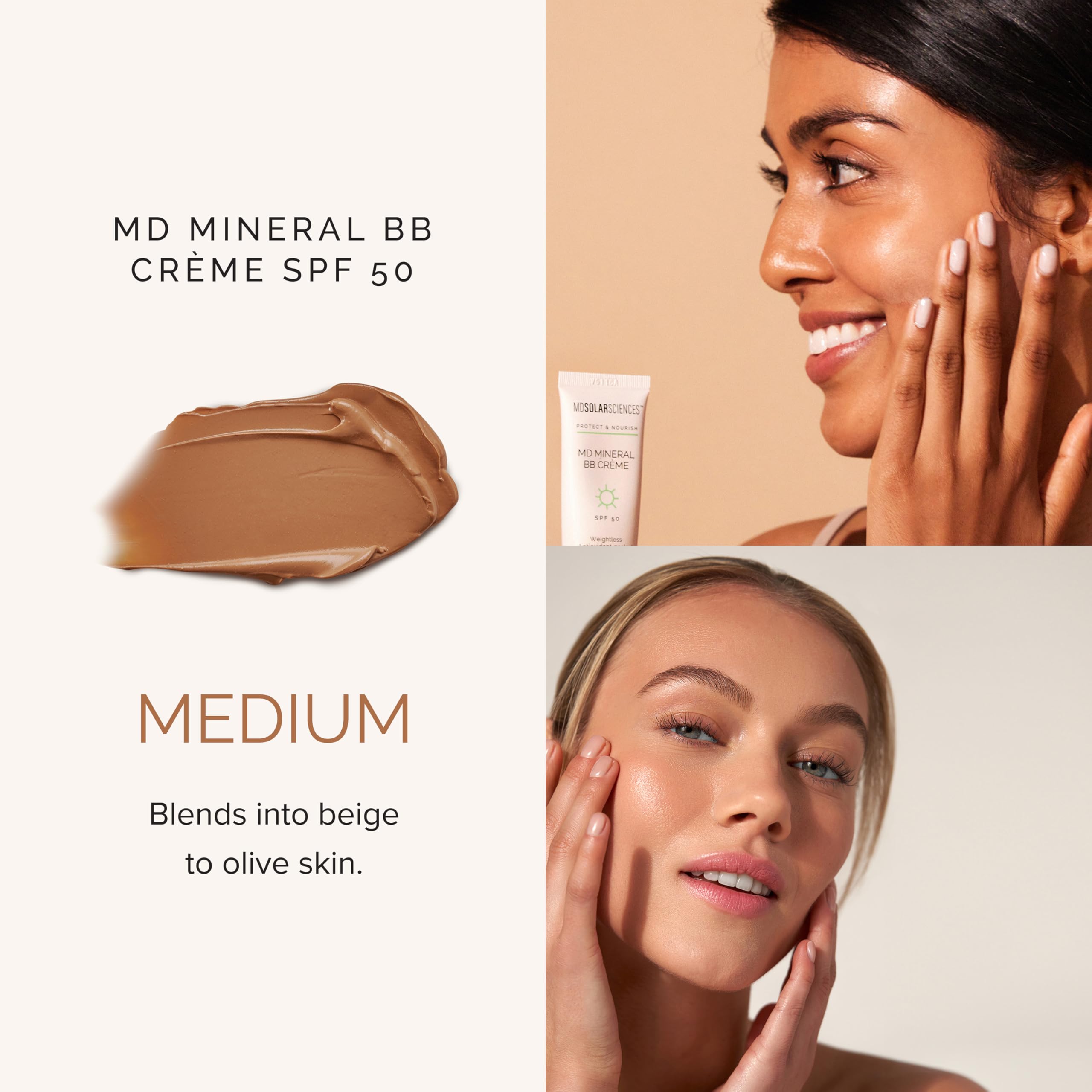 MDSolarSciences Mineral BB Creme matte-finish shot highlights oil-free look.