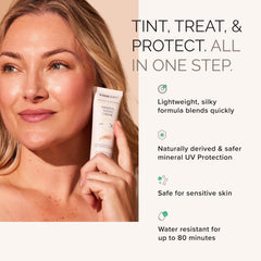 MDSolarSciences sunscreen application on skin blends into a natural matte finish.