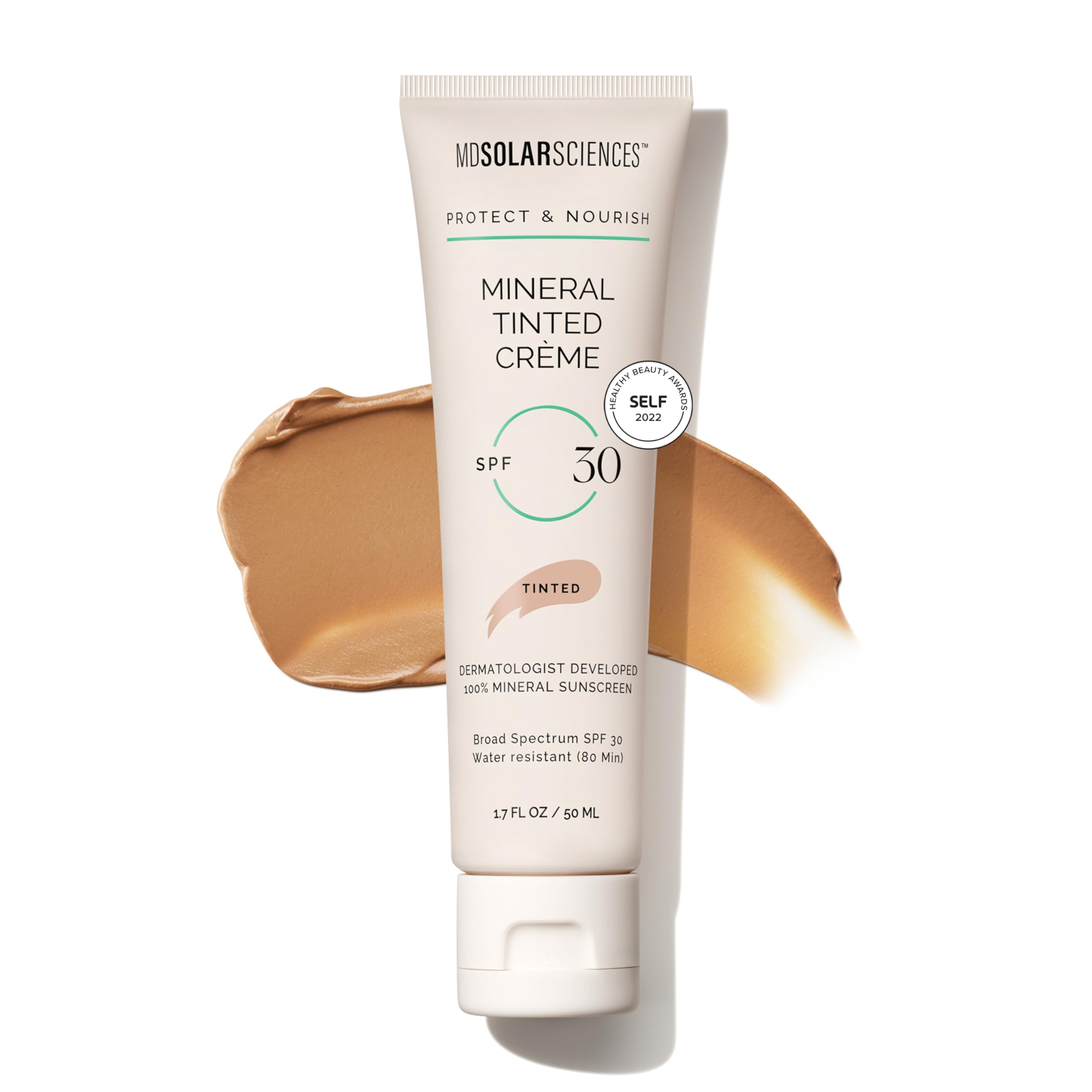 MDSolarSciences Mineral Tinted Crème Sunscreen front view offering sheer SPF 30 protection for daily wear.