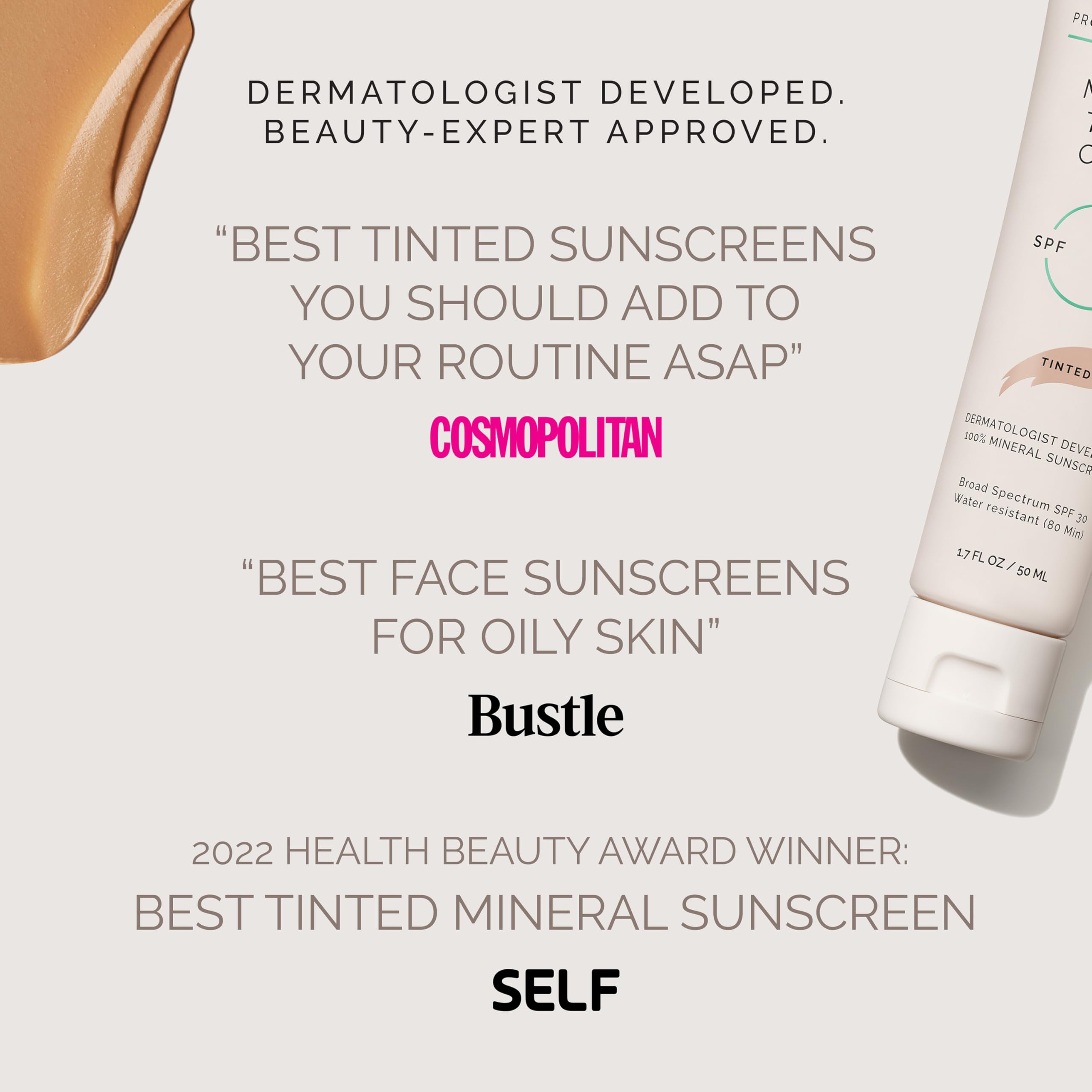 MDSolarSciences mineral sunscreen shows matte finish for makeup-ready skin.