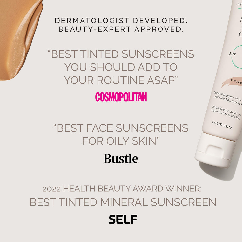 MDSolarSciences mineral sunscreen shows matte finish for makeup-ready skin.