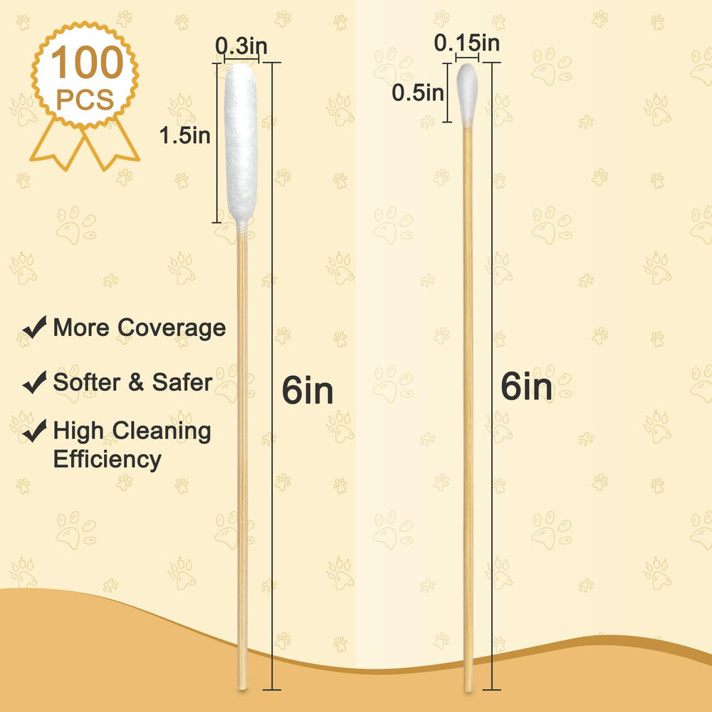 Meanhoo long-reach swabs with wooden handle enabling deep cleaning reach.