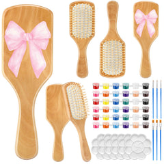 Meanplan DIY wooden hairbrush painting kit 6-set ready for personalized gifts and creative play.