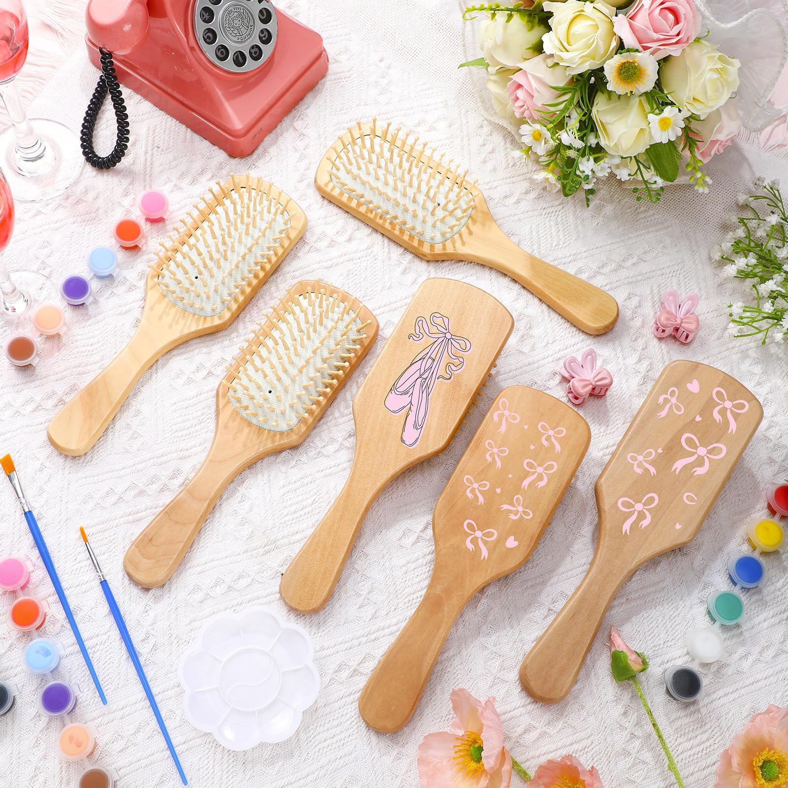 Meanplan hand-painted wooden hairbrush showcases personalized style and grooming appeal.