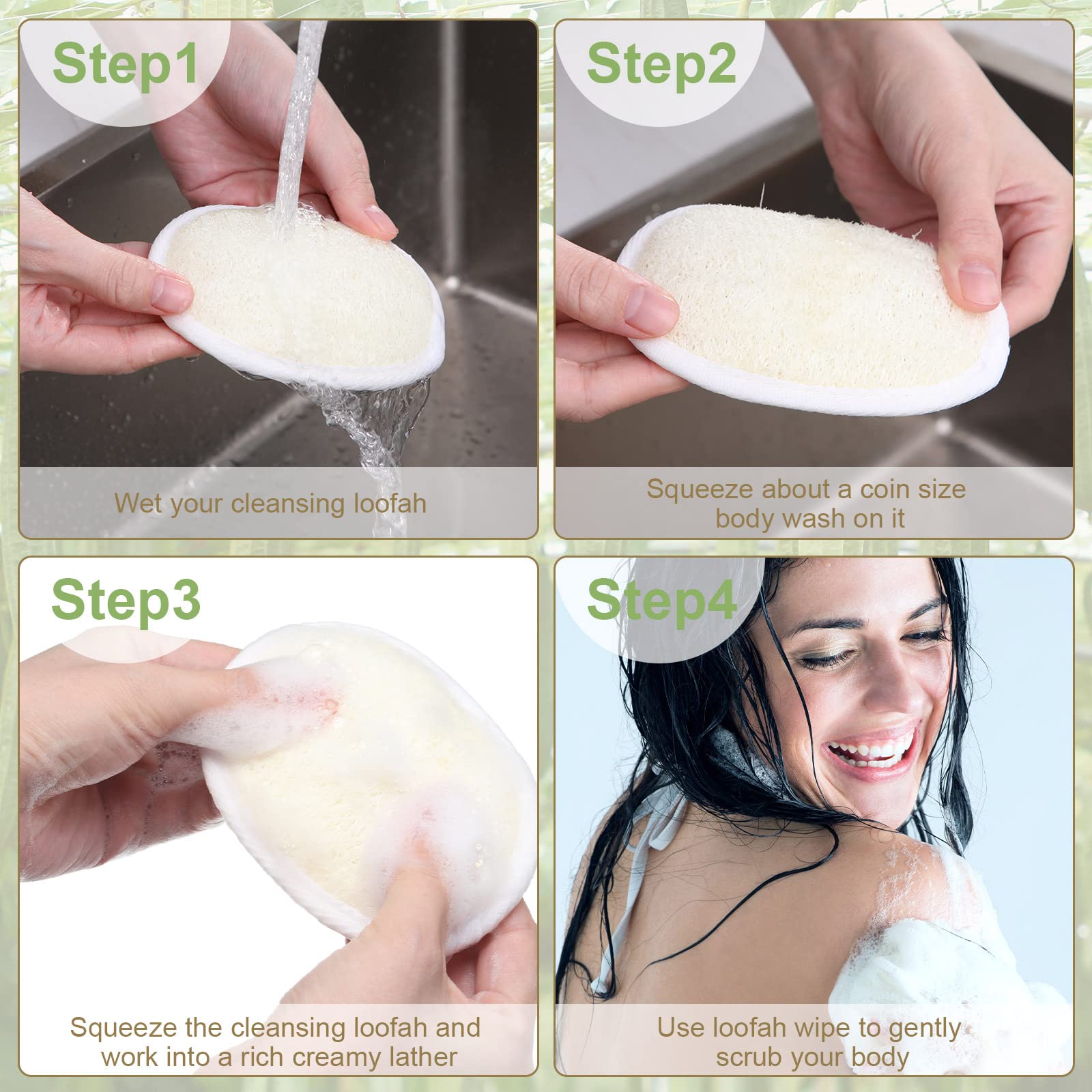 Meanplan loofah pad bulk pack shows 50 pieces for shared use