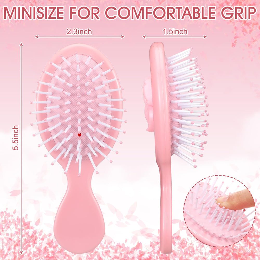 Meanplan travel-size hair brush pink bow for handbag on-the-go styling