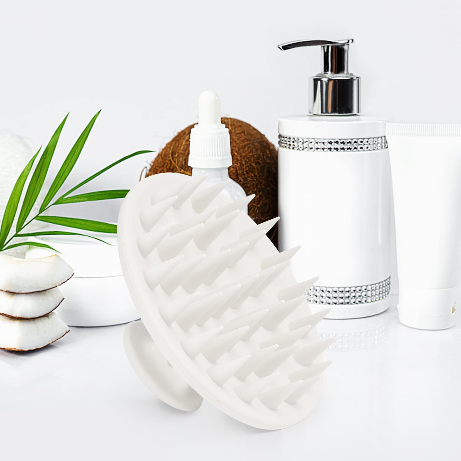 Meartchy scalp brush close-up highlights dandruff exfoliation and cleaner hair.