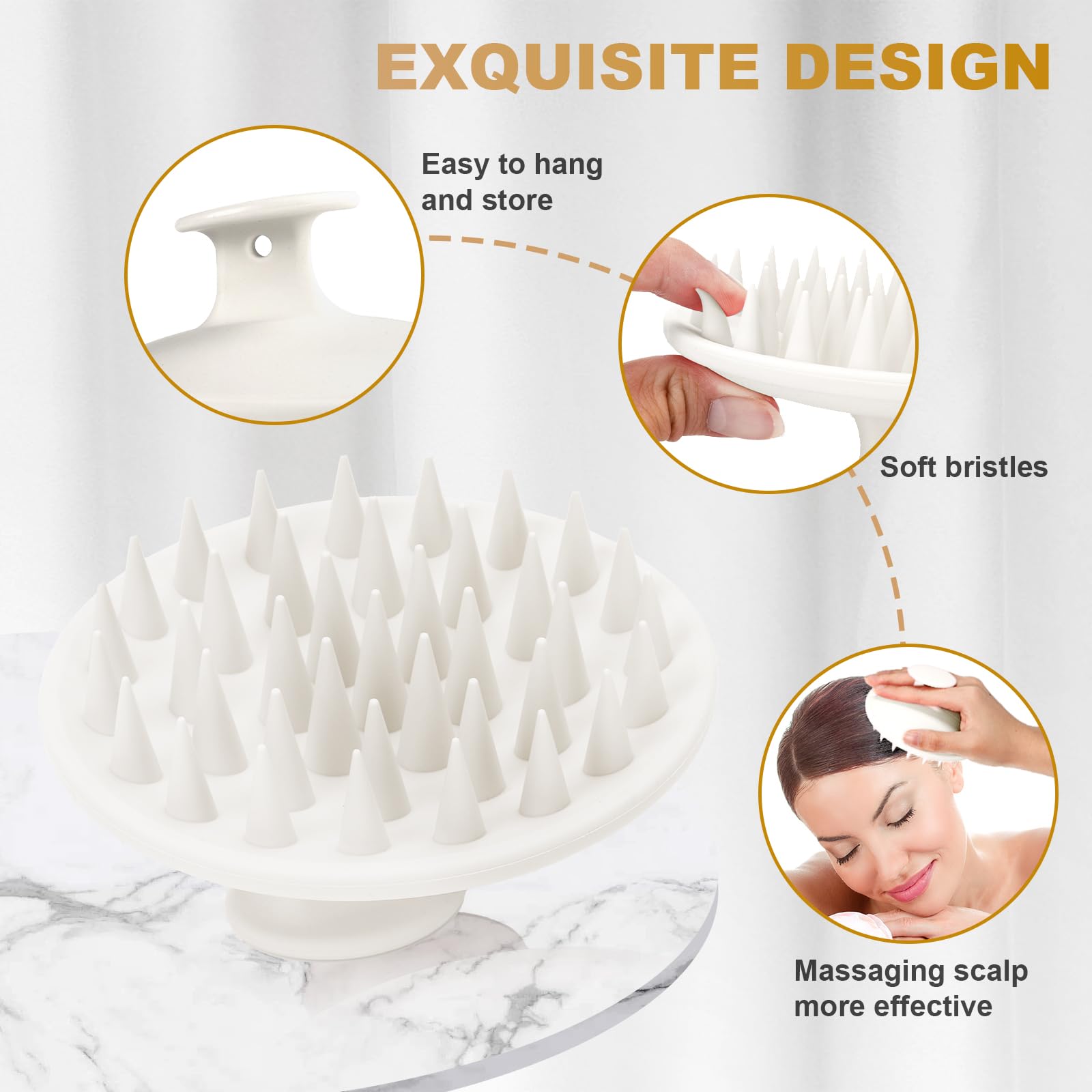 Meartchy scalp massager in wet use demonstrates scalp massage during shampooing.