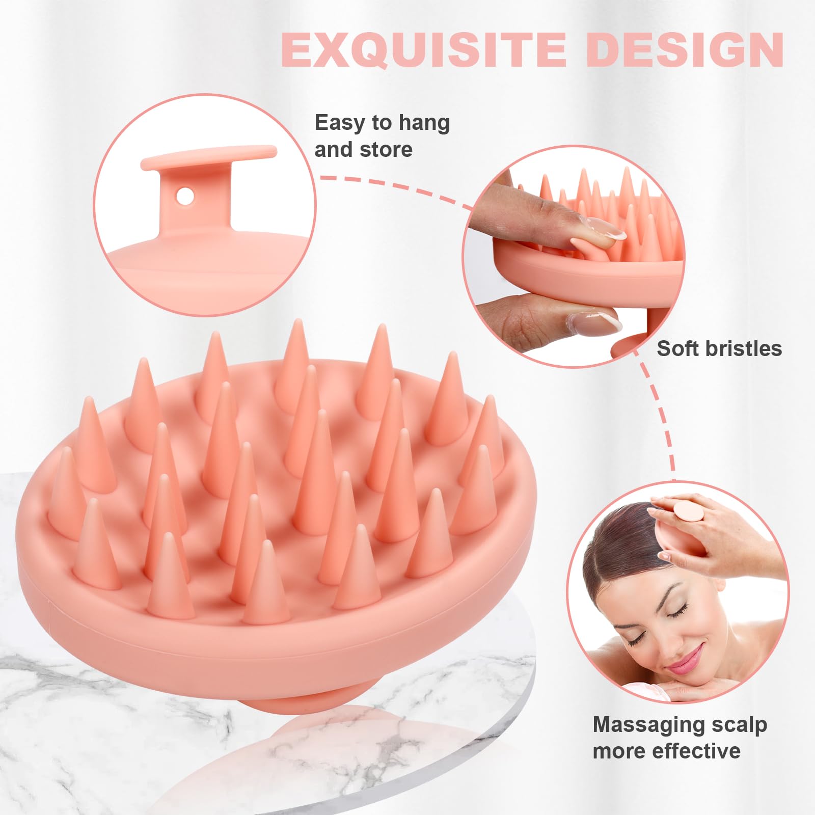 Meartchy silicone scalp massager aids dandruff removal and scalp exfoliation.