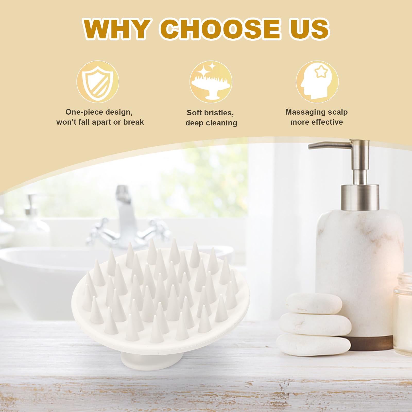Meartchy silicone shampoo brush waterproof design supports wet and dry scalp care.