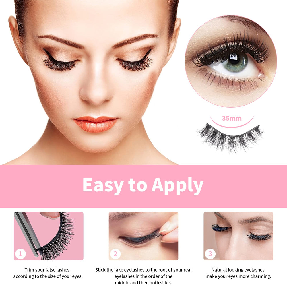 Mebver cat-eye lashes enhance eye definition for date nights or events.