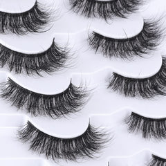 Mebver wispy lashes display subtle volume for a natural glamour look.