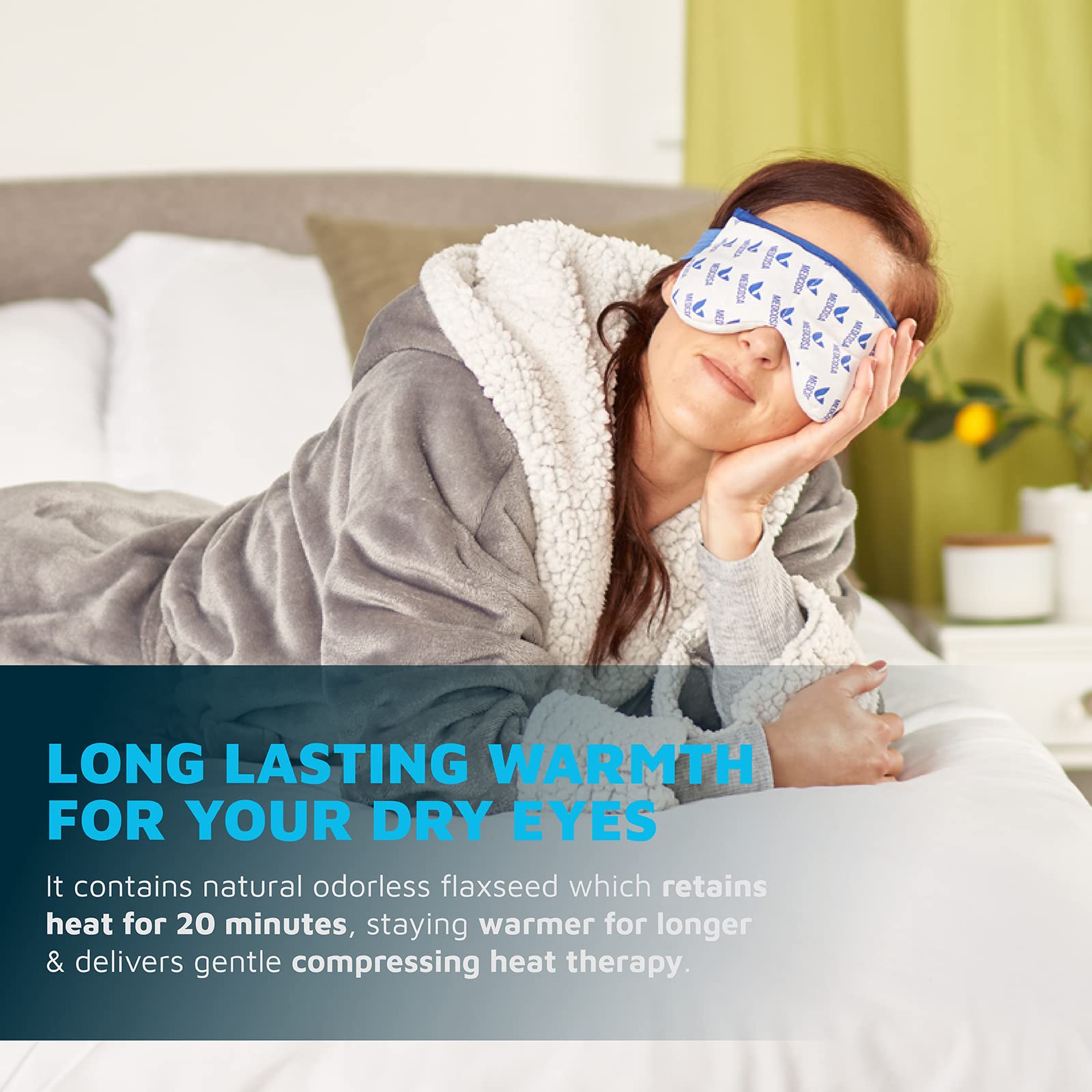 Medcosa eye mask flaxseed filling retains heat for up to 20 minutes