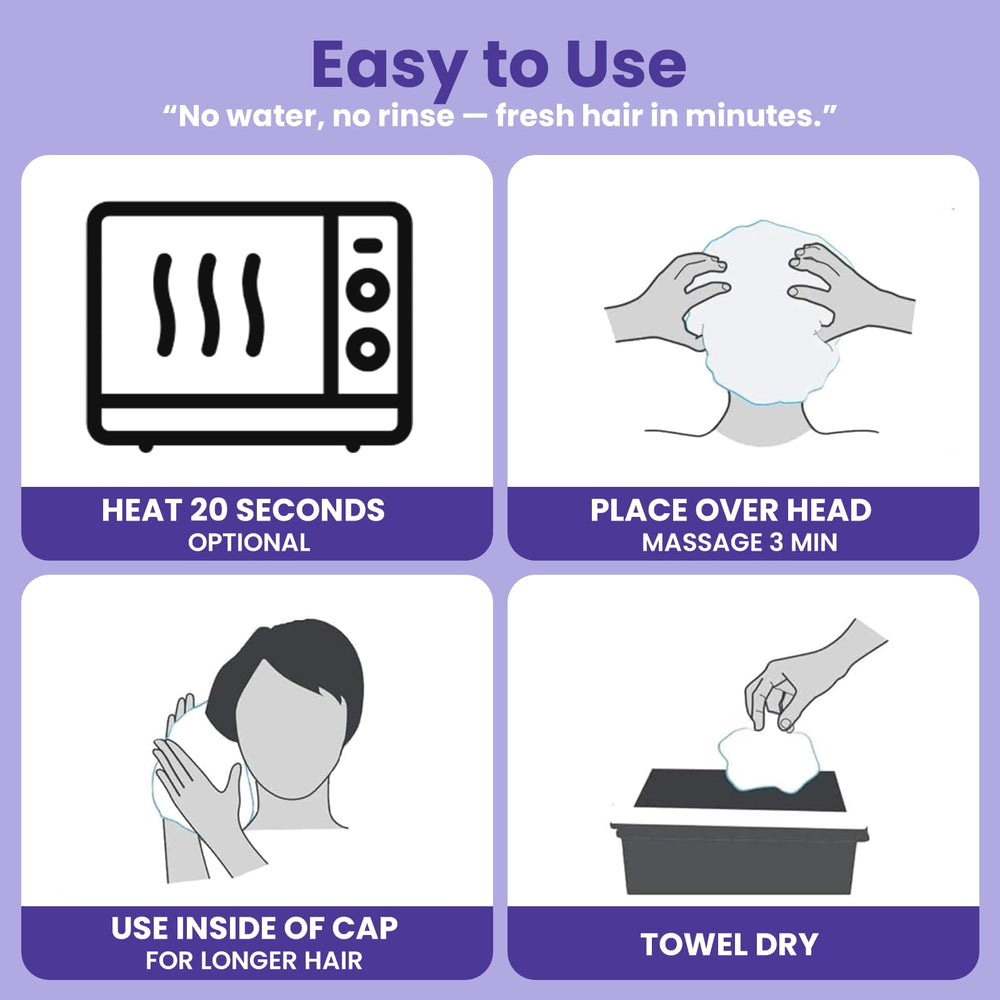 Medcosa shampoo caps no rinse bedridden care scene highlights easy grooming.
