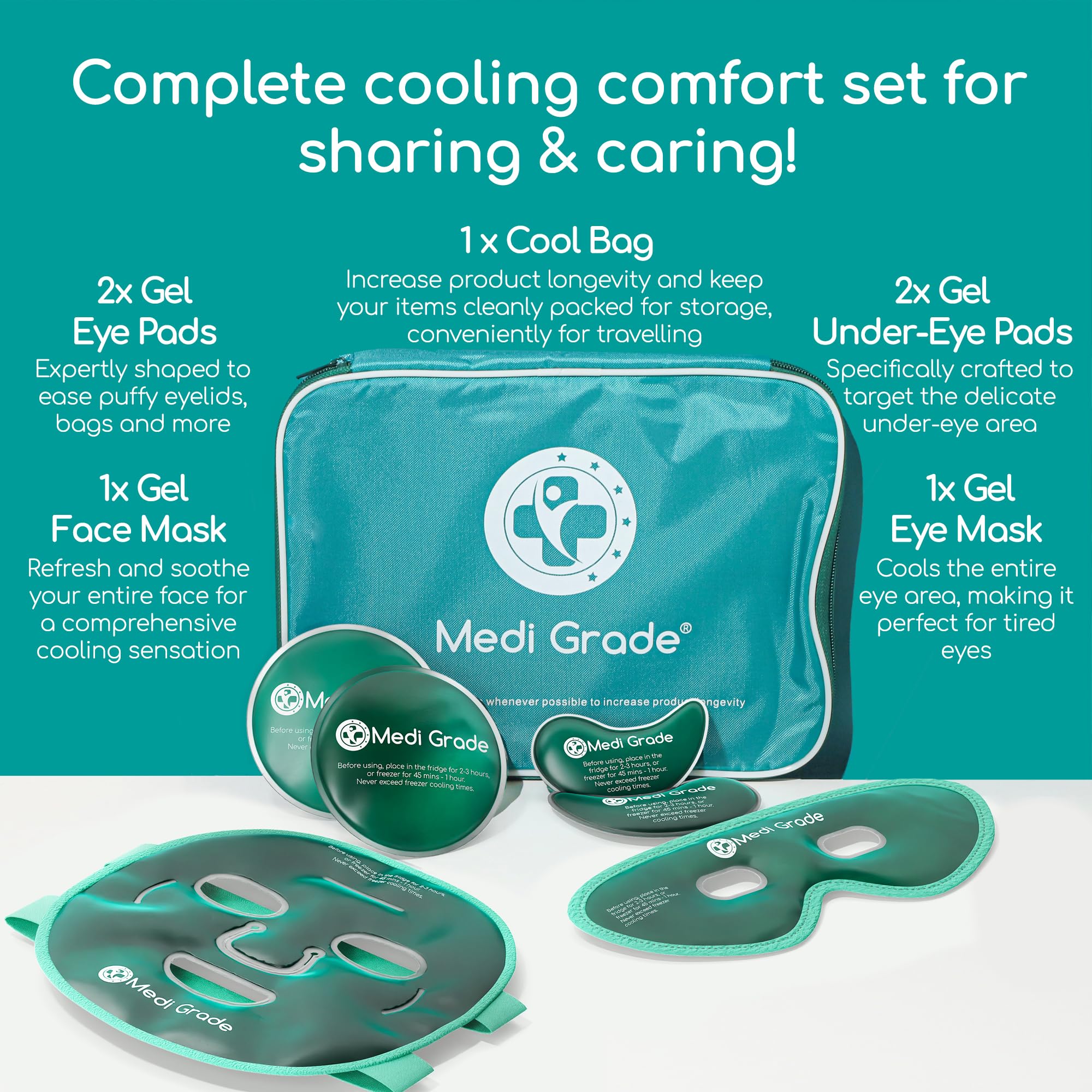 Medi Grade cooling eye mask worn to soothe tired eyes