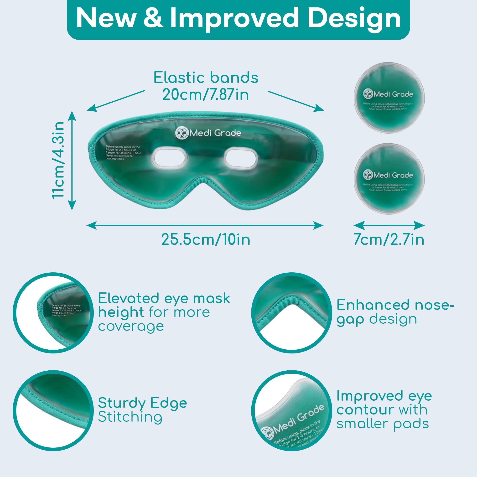 Close-up of Medi Grade cooling pads for refreshing under-eye comfort