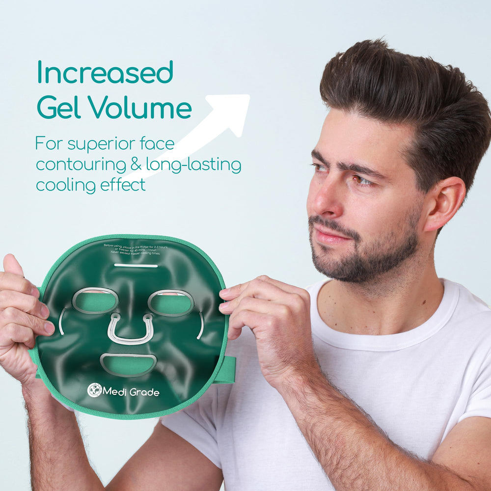 Medi Grade cooling face mask in use with adjustable straps