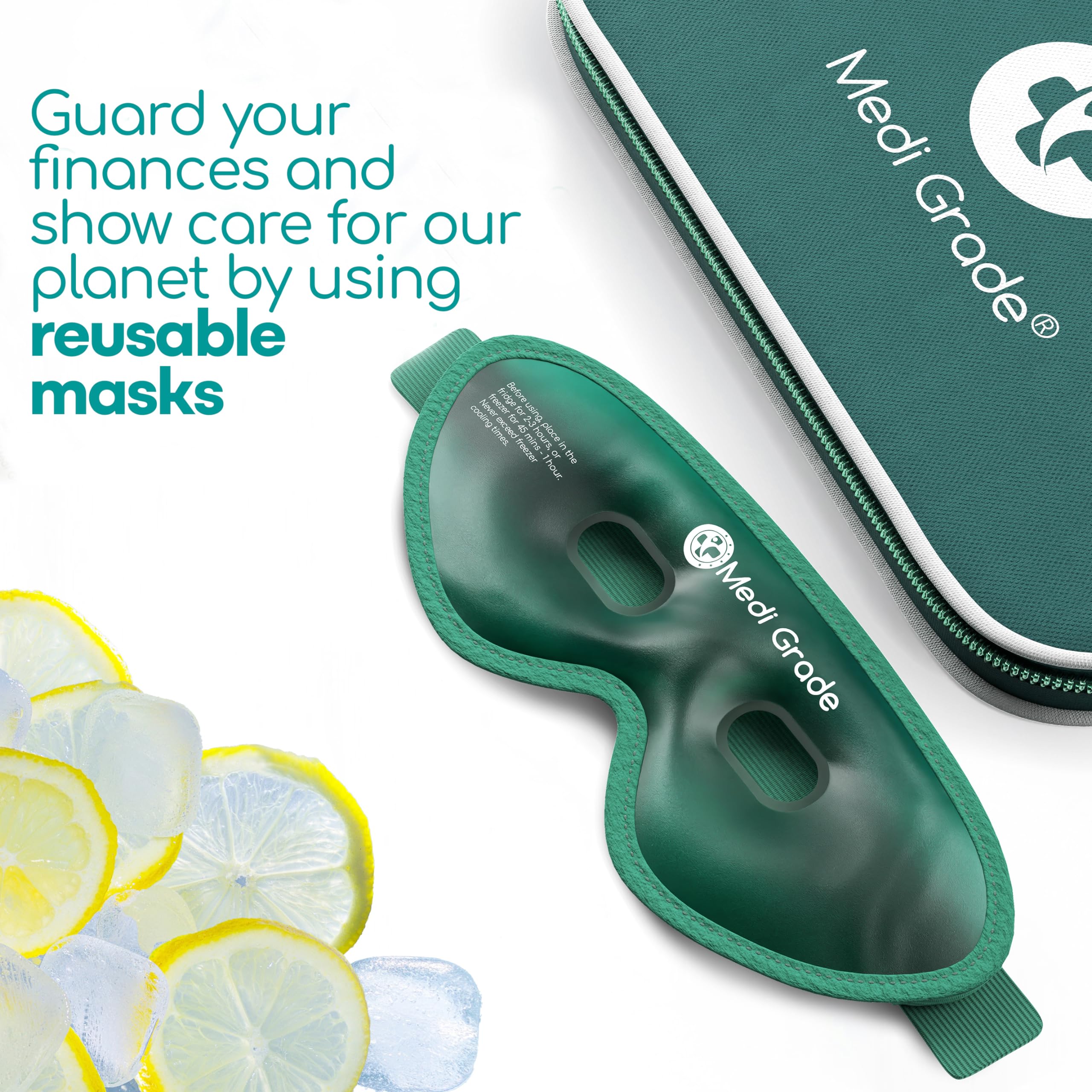 Packaging and usage guidance for the Medi Grade cooling eye mask