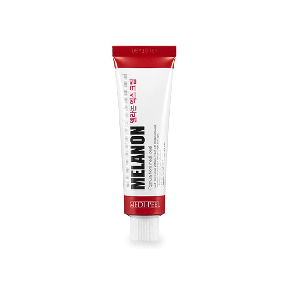 Medi-Peel Melanon X Cream tube closeup for brightening and even tone.