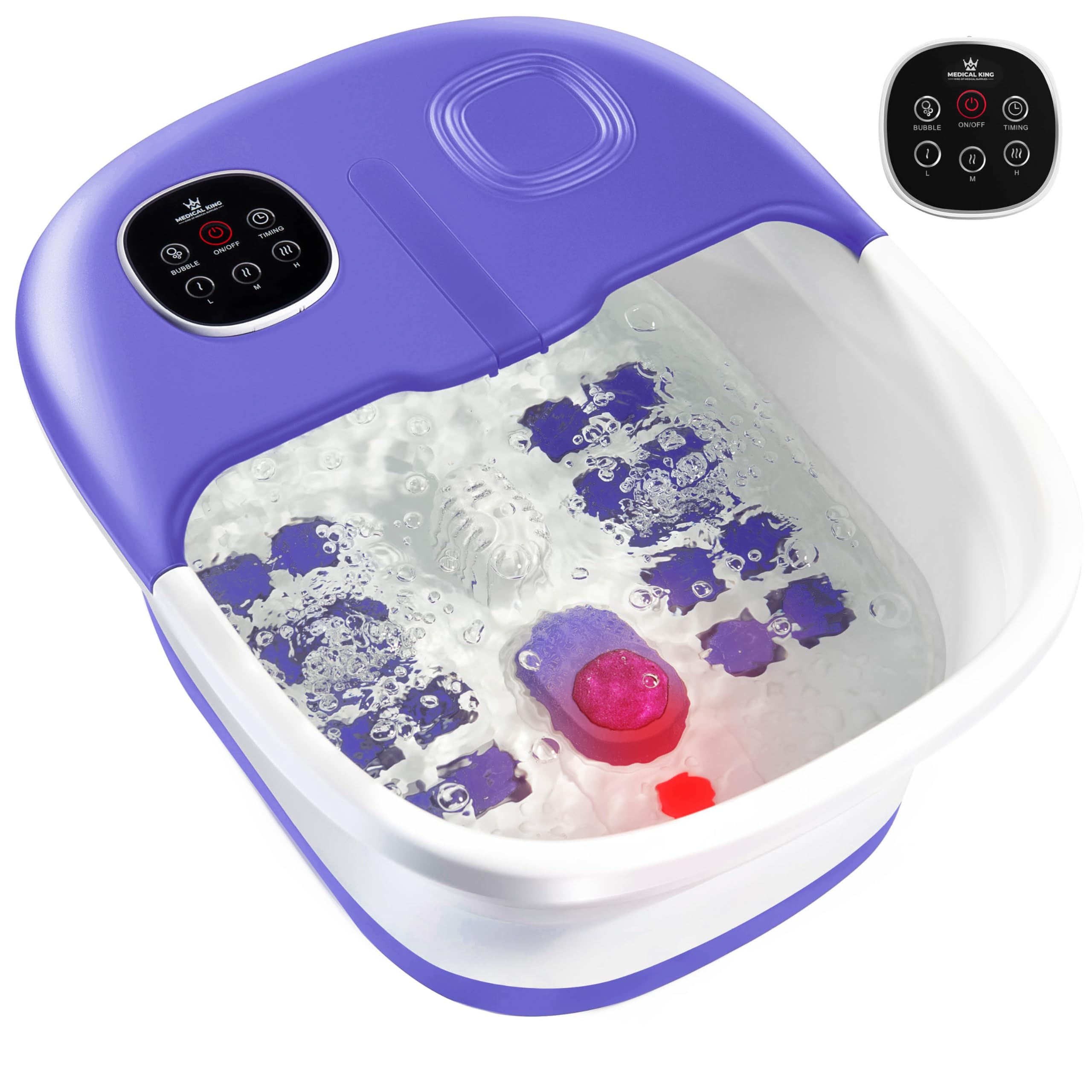 Medical King Foot Spa remote control enables easy heat and massage control for relaxing sessions.