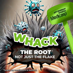 Medicasp coal tar shampoo pour action demonstrates easy application and scalp care.