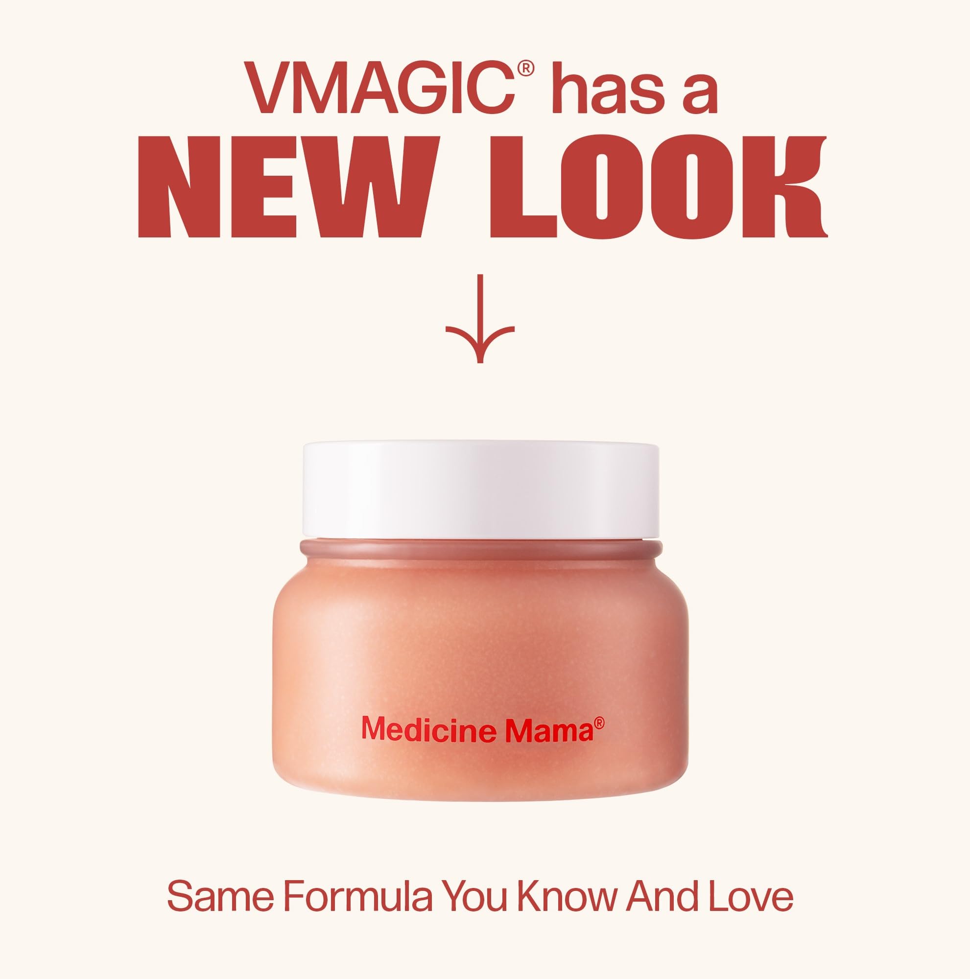 VMAGIC sugar scrub texture highlights fine crystals for gentle exfoliation.
