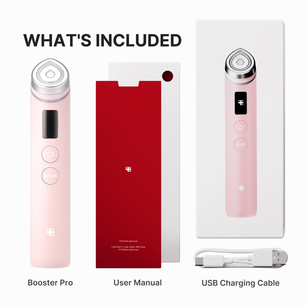 Medicube Age-R Booster Pro Pink elasticity massage along jawline.