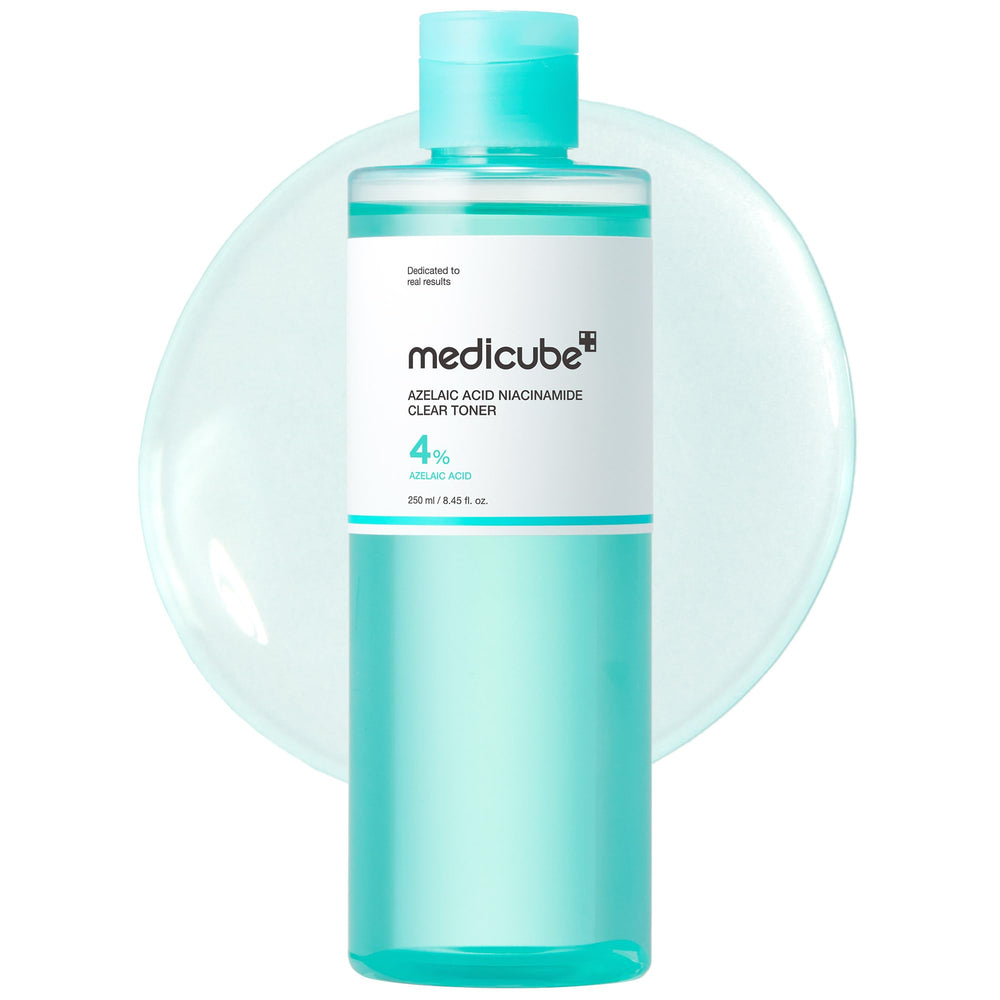 Medicube Azelaic Acid Niacinamide Toner bottle closeup showing calming daily use