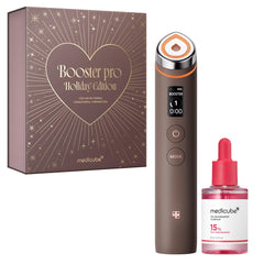 Medicube Booster Pro Holiday Set display shows a gift-ready kit for radiant skin.