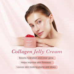 Medicube Collagen Jelly Cream texture swirl indicates hydrating formula.