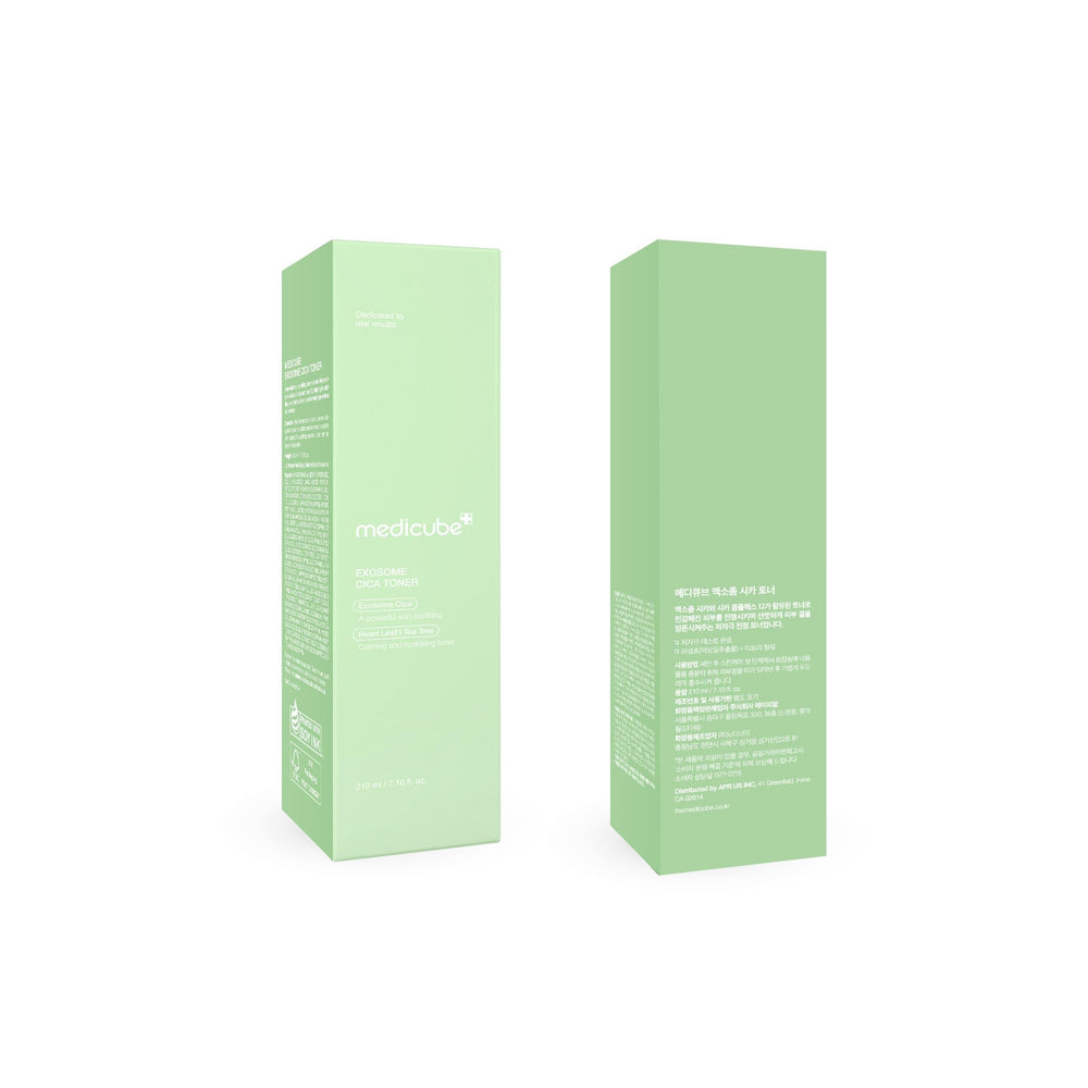 Medicube Exosome Cica Toner finish image conveys glow and calm.