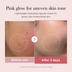 Medicube bottle with pink cap demonstrates easy-at-home skincare routine.
