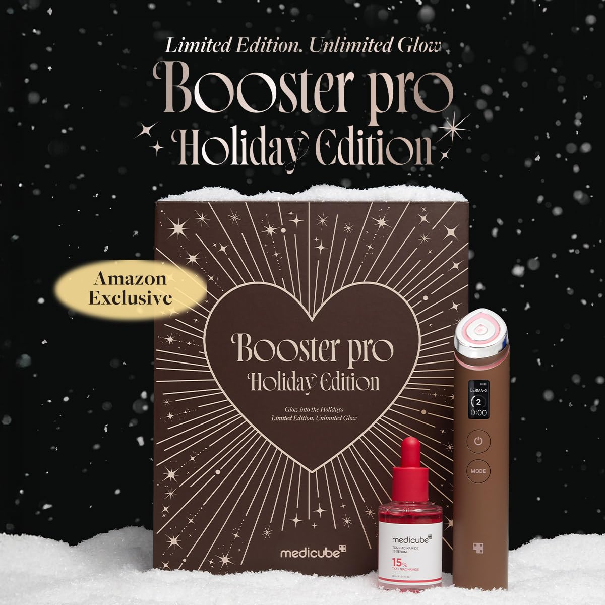 Medicube Glow All Day TXA Serum bottle highlights hydrating formula for luminous complexion.
