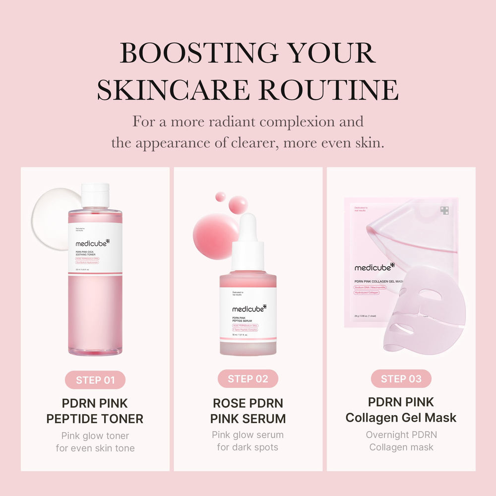 Medicube Glow on the face after toner implies deep hydration and vitality.