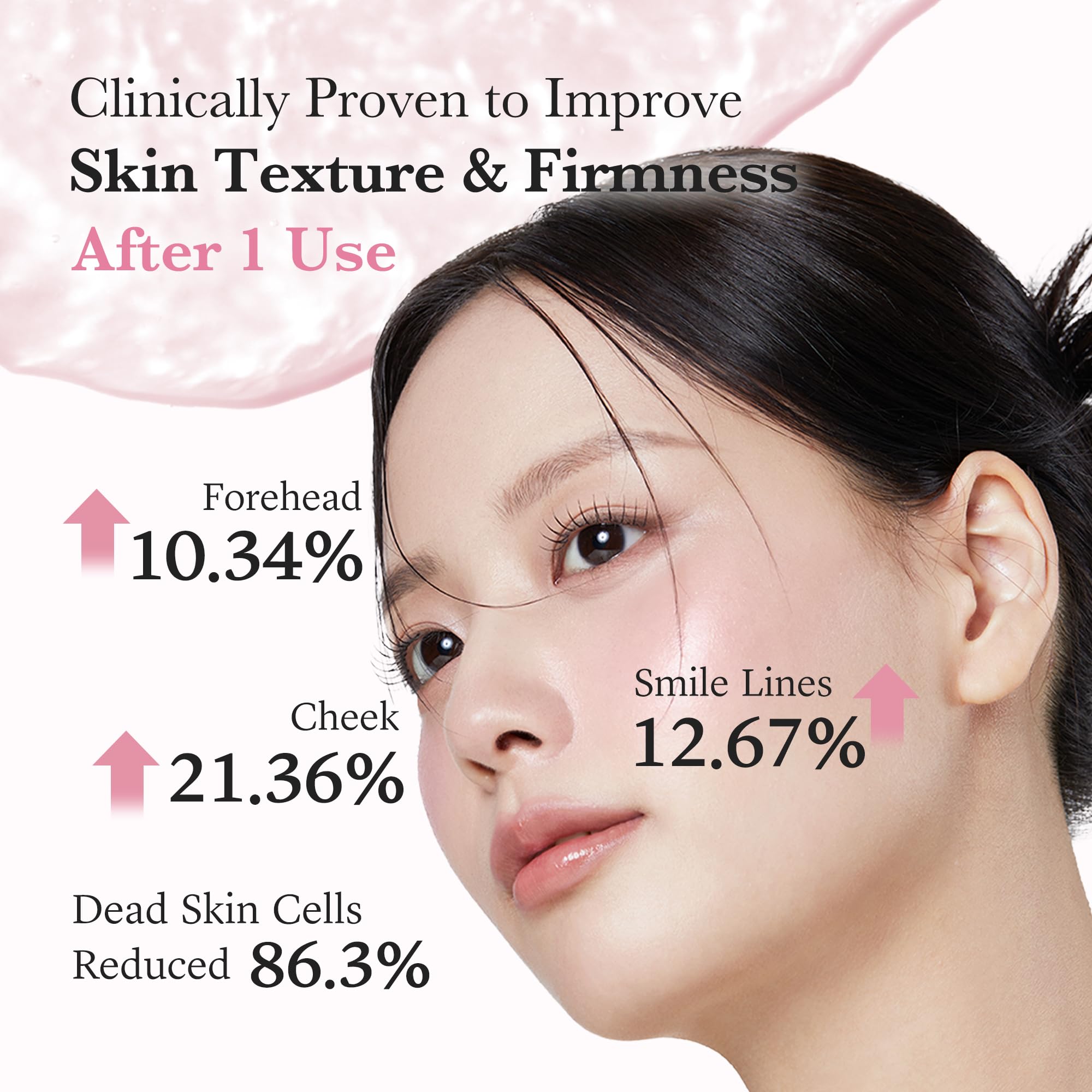 Medicube Glow shot rendering dewy, plump-looking skin after application.